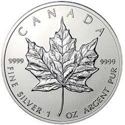 Canadian Silver Maple Leaf 1 oz Coin - (25 Round Tube) (Random Dates)