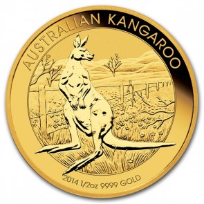 A 1/2 oz. Australian Gold Kangaroo is 25.60 mm in diameter and 2.40 mm thick.
