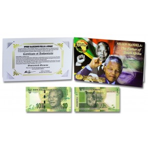 Mandela "Father of Africa" 10 Rand Single Banknote Folder